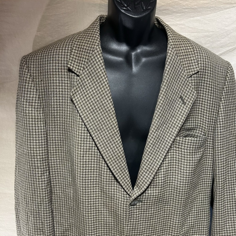 Sergio Savitini Blazer Mens 44 XL Brown Houndstooth 100% Wool Sport Coat
